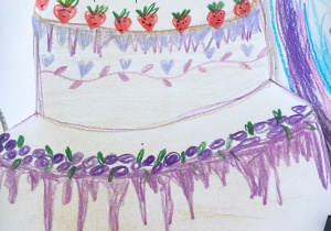 Rysunek przedstawiający tort z serduszkami.