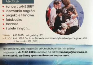 Plakat zapraszający na 14 zjazd pacjentów Fundacji "Krwinka"