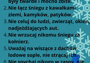 Opis zasad bezpiecznej zabawy ze śnieżkami