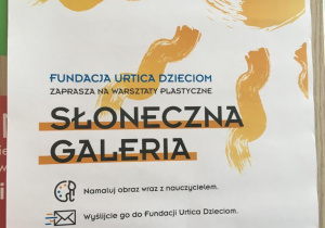 plakat informujący o warsztatach "Słoneczna galeria"