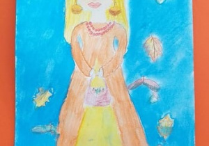 Portret pani Jesieni na błękitnym tle